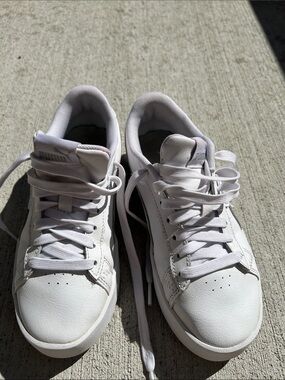 Puma Girls All-White Low-Top Sneakers
